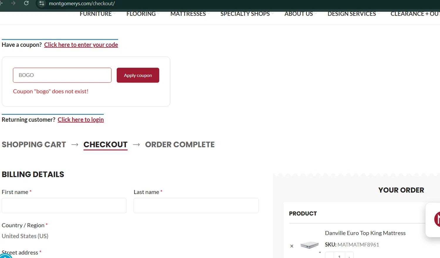 Montgomery’s promo code screenshot showing code BOGO applied at Montgomery’s checkout page. Uploaded by SimplyCodes community member Sanemi on May 16, 2025