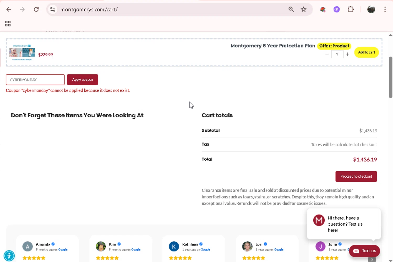 Montgomery’s promo code screenshot showing code CYBERMONDAY applied at Montgomery’s checkout page. Uploaded by SimplyCodes community member JASTIFY on Dec 3, 2025