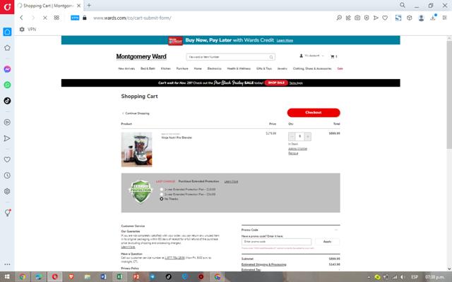 Montgomery Ward checkout page showing Montgomery Ward promo code box | Screenshot taken by SimplyCodes community member on Nov 16, 2024