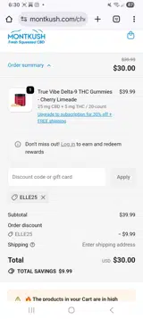 Elle25 coupon verification screenshot