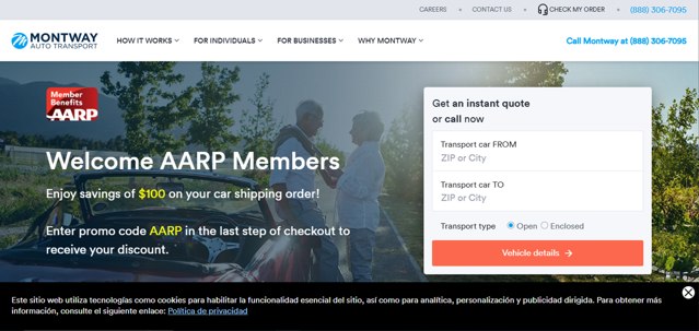 Montway Auto Transport checkout page showing Montway Auto Transport promo code box | Screenshot taken by SimplyCodes community member on May 19, 2025