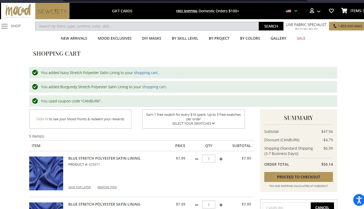 Mood Fabrics Discount Codes 10 Off September 2024