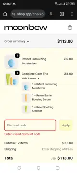 Moonbow Skin coupon verification screenshot