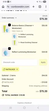 Moonbow Skin coupon verification screenshot