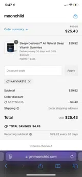KAYYNAS15 coupon verification screenshot
