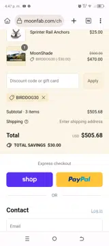 Moon Fabrications coupon verification screenshot