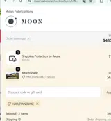 Moon Fabrications coupon verification screenshot