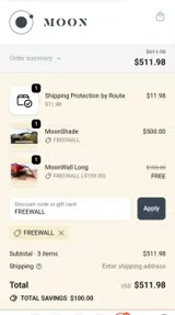 Moon Fabrications coupon verification screenshot