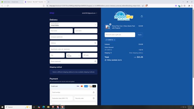 Moonlite checkout page showing Moonlite promo code box | Screenshot taken by SimplyCodes community member on Sep 7, 2025