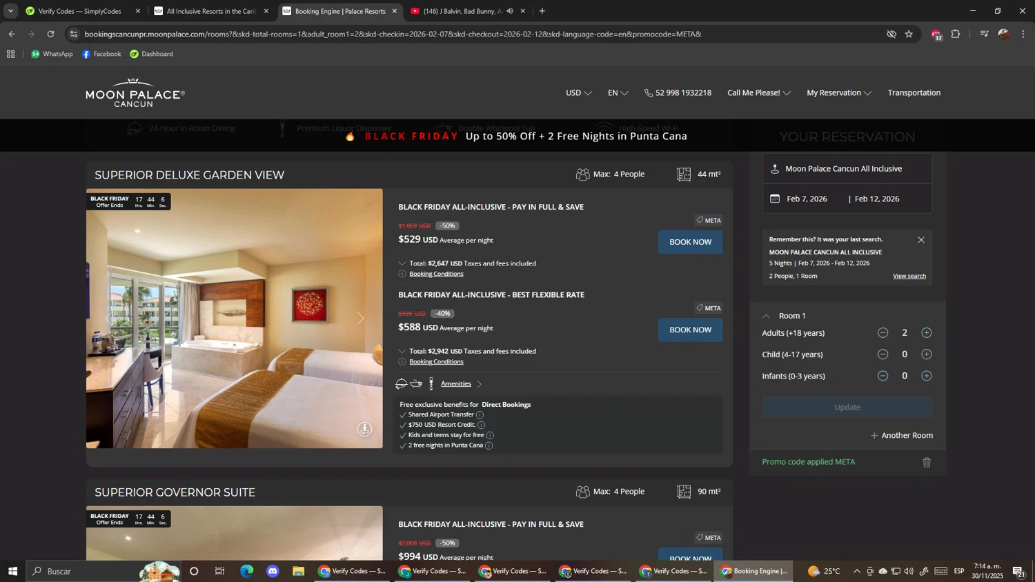Moon Palace coupon code screenshot showing code META applied at Moon Palace checkout page. Uploaded by SimplyCodes community member ScanShopper554 on Nov 30, 2025