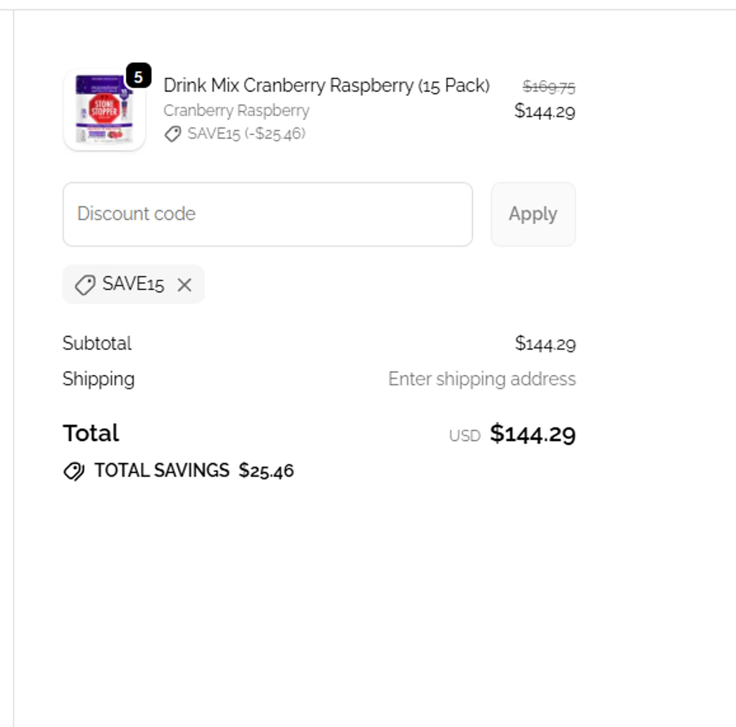 Moonstone promo code screenshot showing code SAVE15 applied at Moonstone checkout page. Uploaded by SimplyCodes community member manuelchirinos2 on Oct 13, 2025