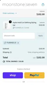 Moonstone Seven coupon verification screenshot