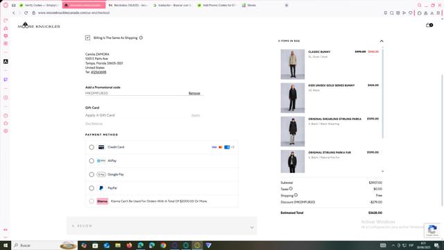 Moose Knuckles checkout page showing Moose Knuckles promo code box | Screenshot taken by SimplyCodes community member on Jun 30, 2025