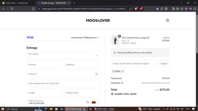 MoosLover checkout page showing MoosLover discount code box | Screenshot taken by SimplyCodes community member on Sep 11, 2025