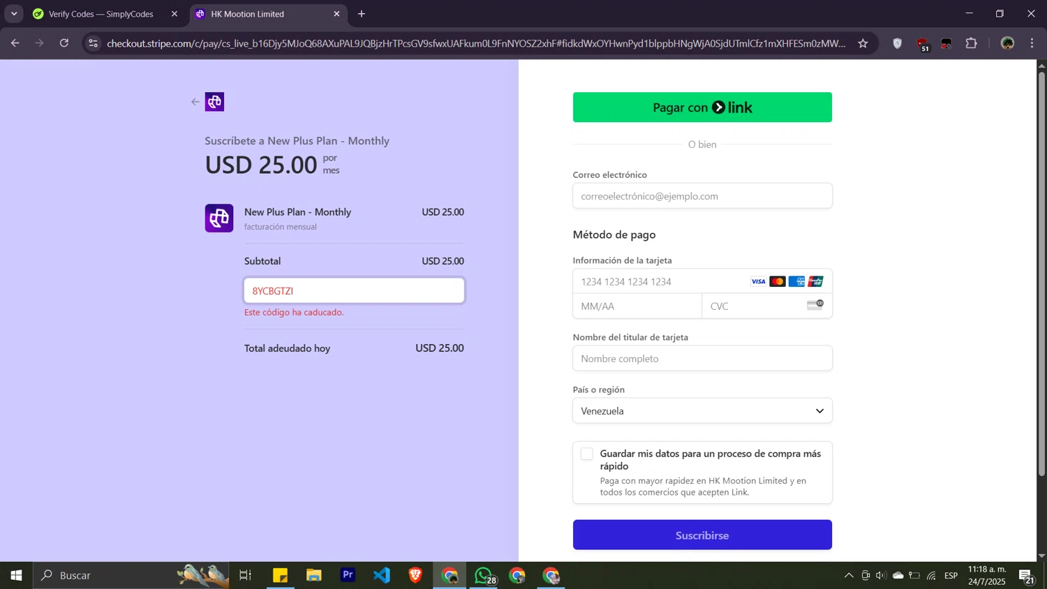 Mootion promo code screenshot showing code 8YCBGTZI applied at Mootion checkout page. Uploaded by SimplyCodes community member Moisesdk0 on Jul 24, 2025