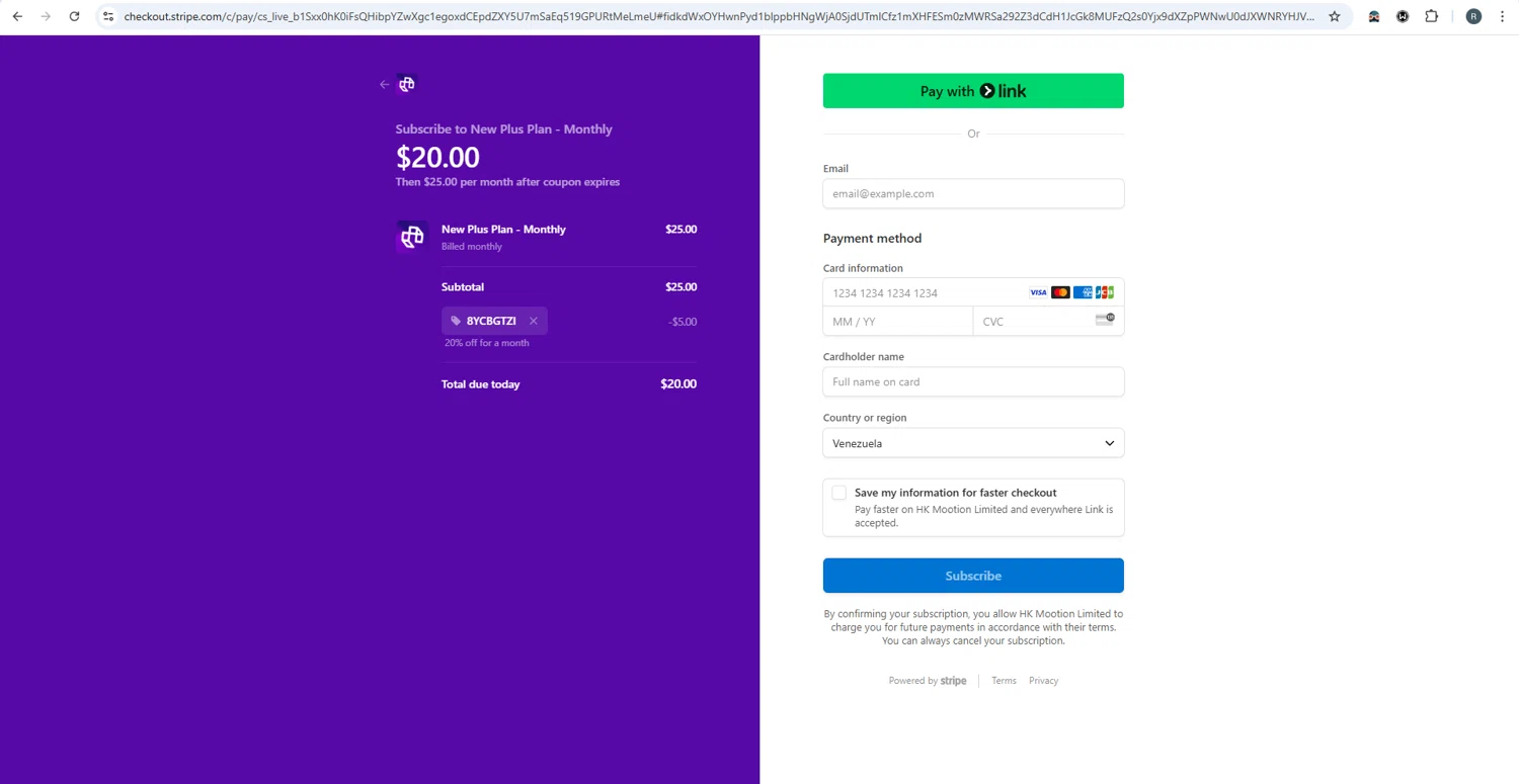 Mootion checkout page showing Mootion promo code box | Screenshot taken by SimplyCodes community member on Jun 25, 2025