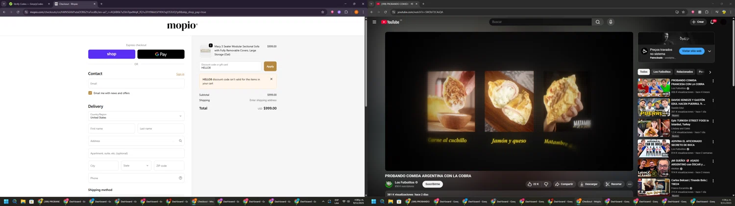 Mopio discount code screenshot showing code HELLO8 applied at Mopio checkout page. Uploaded by SimplyCodes community member Davoxeneixe on Nov 9, 2025