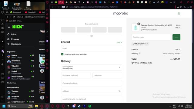 Moprobo checkout page showing Moprobo promo code box | Screenshot taken by SimplyCodes community member on Aug 12, 2025