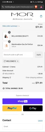 MOR coupon verification screenshot