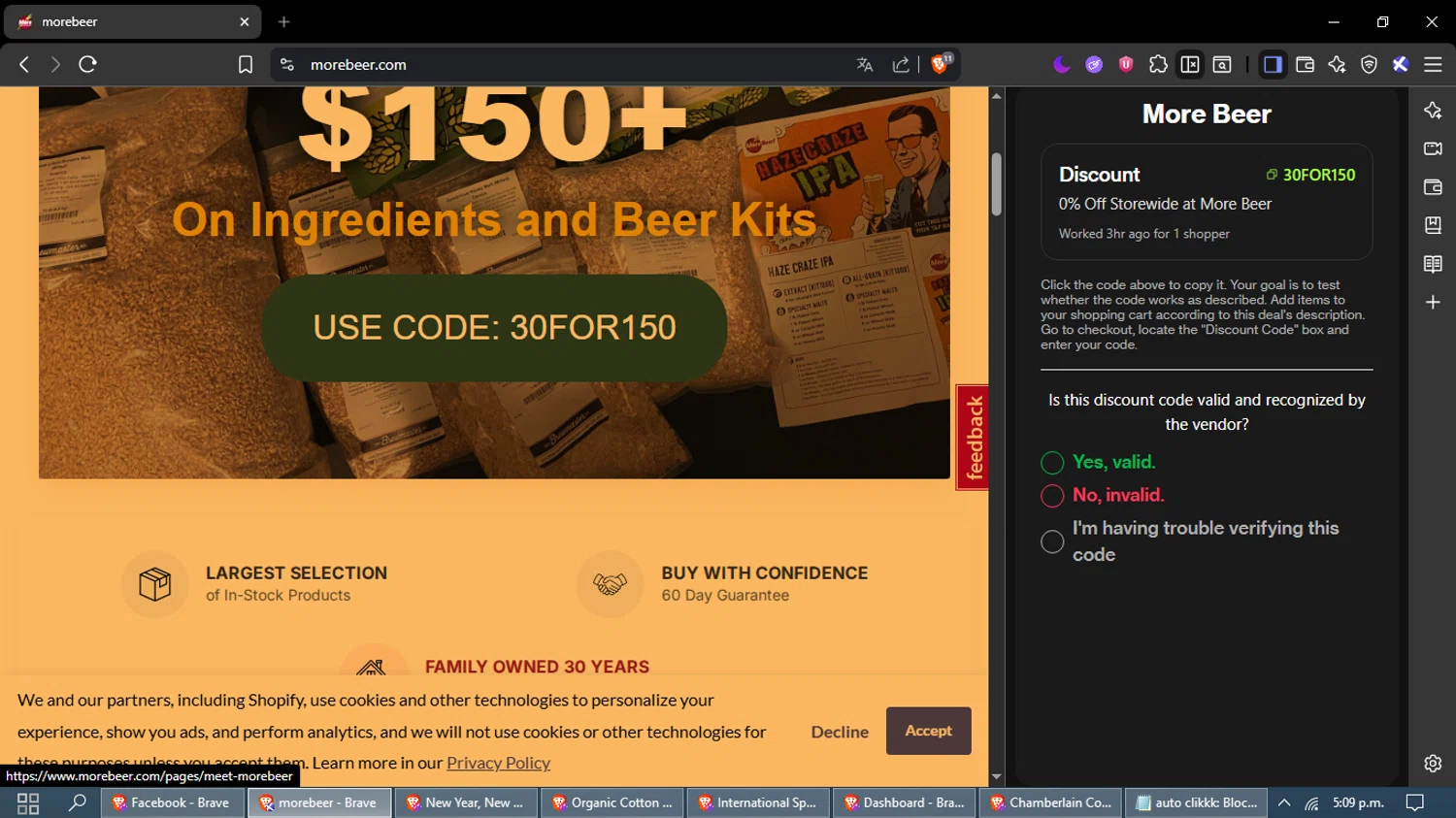 More Beer checkout page showing More Beer promo code box | Screenshot taken by SimplyCodes community member on Dec 16, 2025