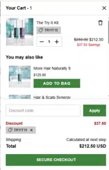 TRYIT15 coupon verification screenshot