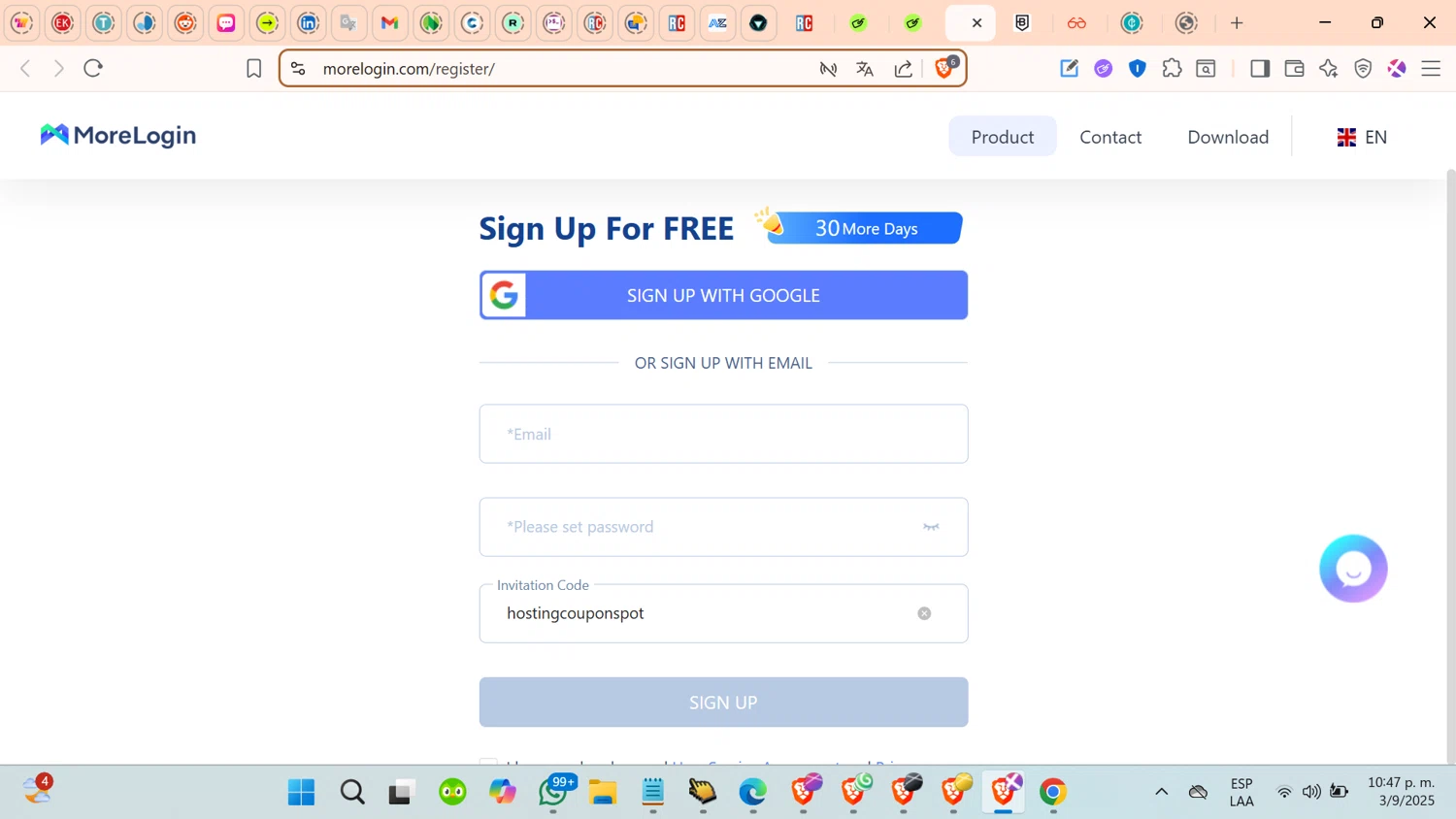 MoreLogin promo code screenshot showing code ostingcouponspot applied at MoreLogin checkout page. Uploaded by SimplyCodes community member cosita on Sep 4, 2025