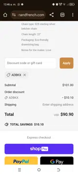 Morgan & French coupon verification screenshot