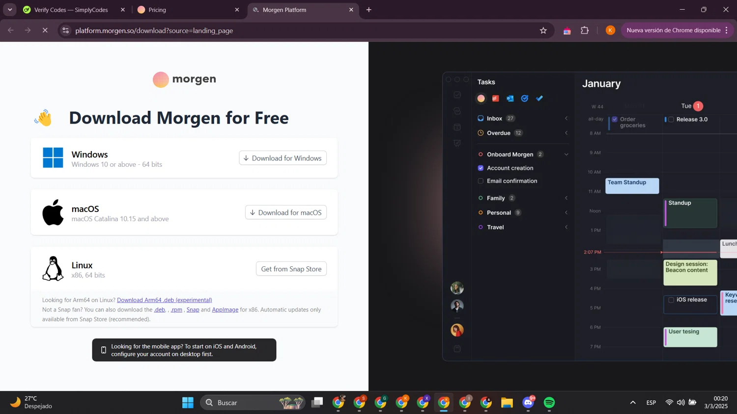 Morgen discount code screenshot showing code TALLGUYJENKS-TEN-1YEAR applied at Morgen checkout page. Uploaded by SimplyCodes community member davidsalazar on Mar 3, 2025