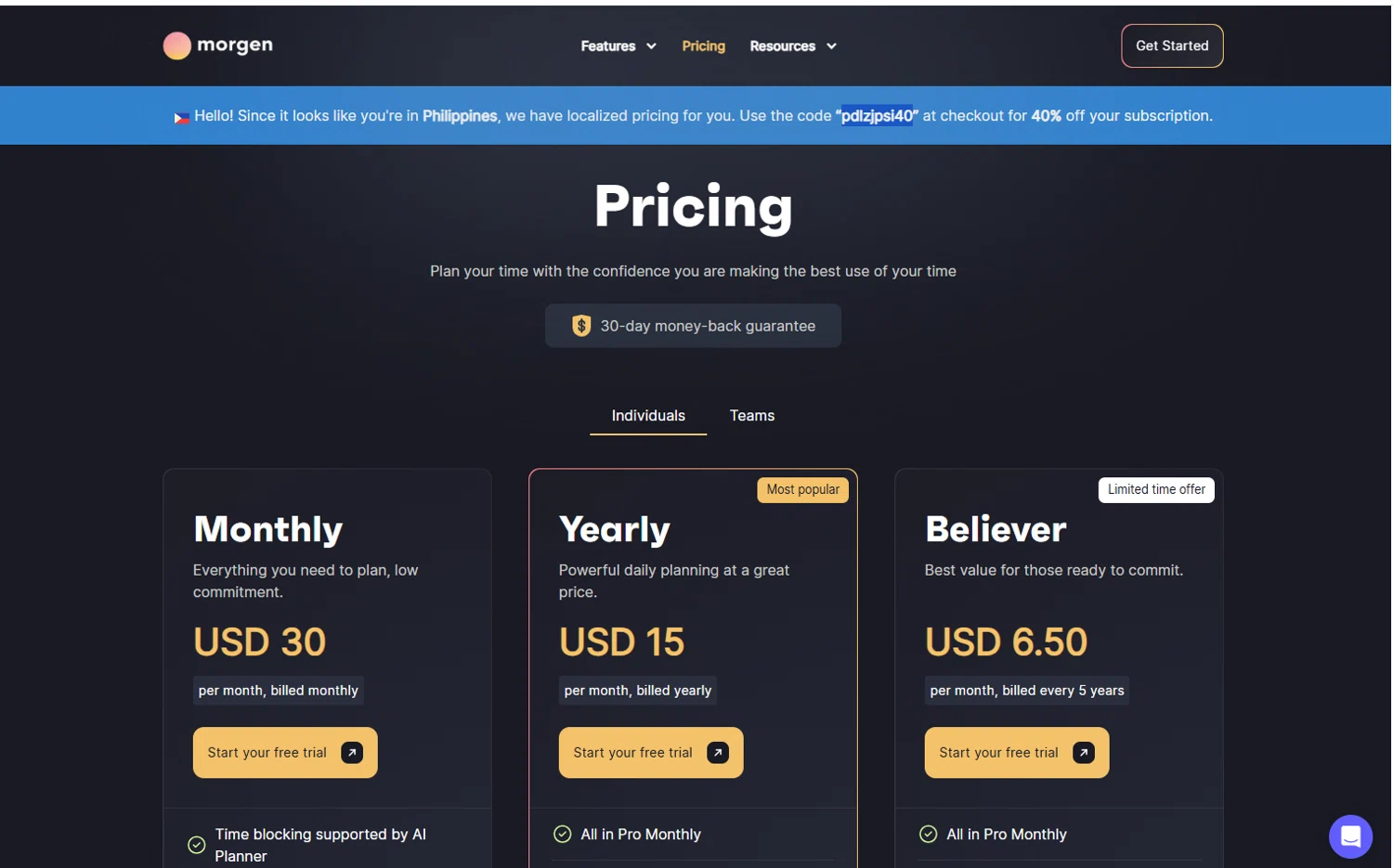Morgen discount code screenshot showing code pdlzjpsi40 applied at Morgen checkout page. Uploaded by SimplyCodes community member suppahdealz on May 5, 2025