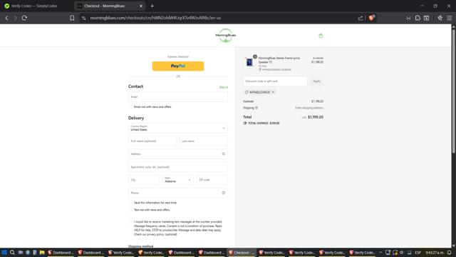MorningBlues checkout page showing MorningBlues promo code box | Screenshot taken by SimplyCodes community member on Sep 10, 2025