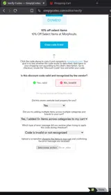 DUMB10 coupon verification screenshot