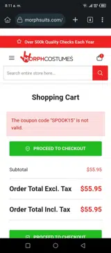 SPOOK15 coupon verification screenshot