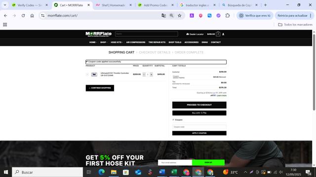 MORRFlate checkout page showing MORRFlate discount code box | Screenshot taken by SimplyCodes community member on Sep 12, 2025