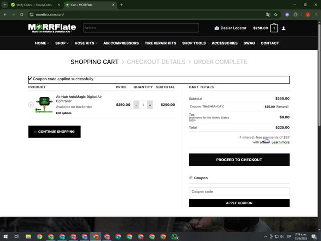 MORRFlate checkout page showing MORRFlate discount code box | Screenshot taken by SimplyCodes community member on Aug 15, 2025