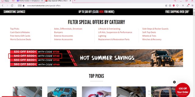 Morris 4x4 Center checkout page showing Morris 4x4 Center promo code box | Screenshot taken by SimplyCodes community member on Jun 30, 2023