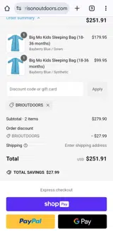 Brioutdoors coupon verification screenshot