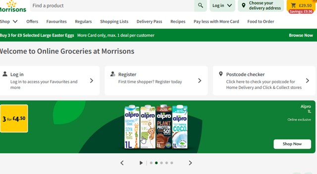 Morrisons checkout page showing Morrisons discount code box | Screenshot taken by SimplyCodes community member on Apr 1, 2025