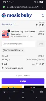 Mosiemayspecial coupon verification screenshot