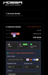 MOSSA30 coupon verification screenshot
