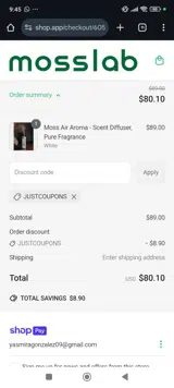 JUSTCOUPONS coupon verification screenshot