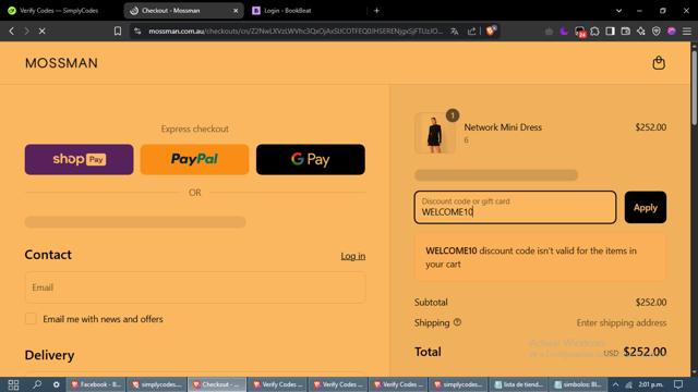 Mossman checkout page showing Mossman discount code box | Screenshot taken by SimplyCodes community member on Apr 8, 2025