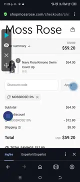 MOSSROSE10% coupon verification screenshot