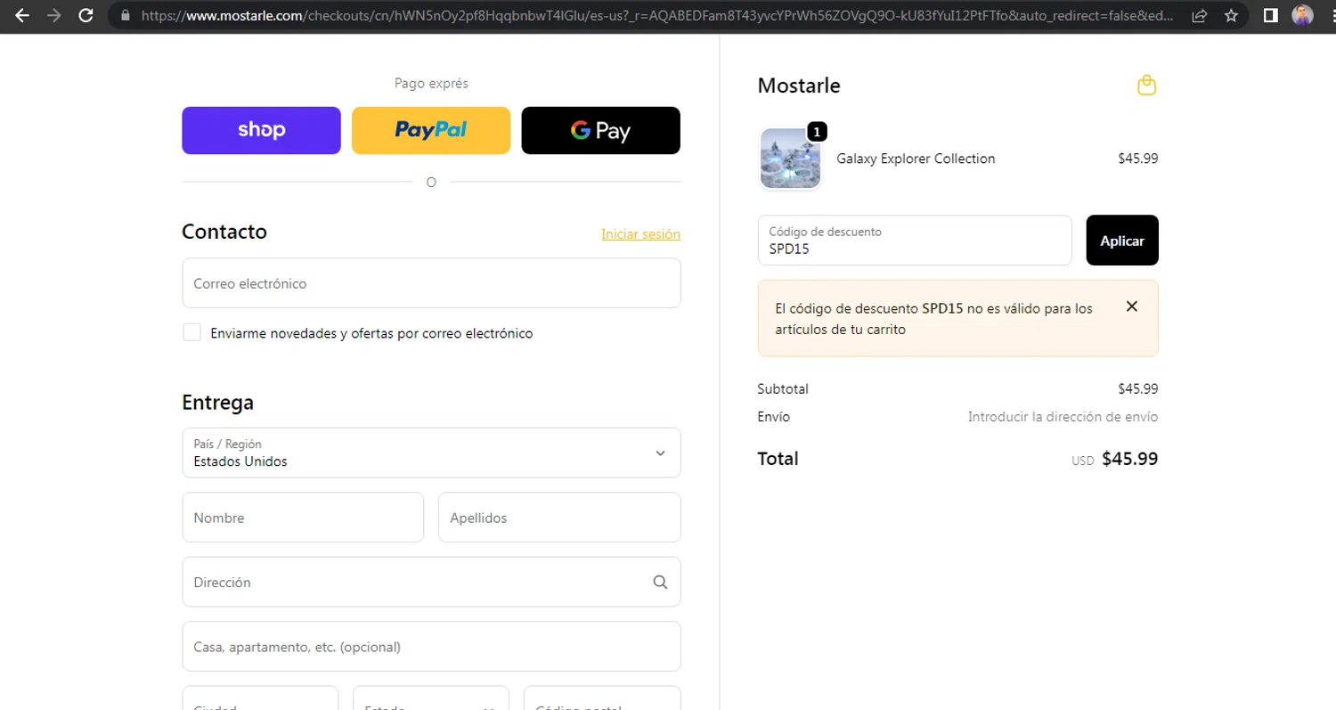 Mostarle discount code screenshot showing code SPD15 applied at Mostarle checkout page. Uploaded by SimplyCodes community member HUNTER1406 on Nov 28, 2025