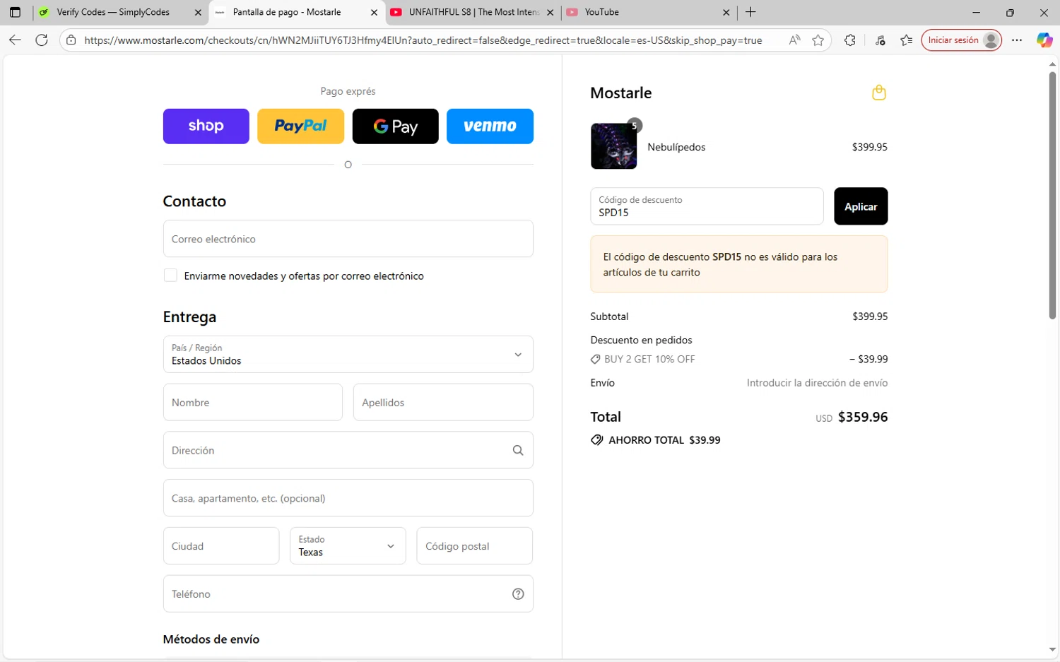 Mostarle discount code screenshot showing code SPD15 applied at Mostarle checkout page. Uploaded by SimplyCodes community member SavvyWizard7346 on Aug 29, 2025