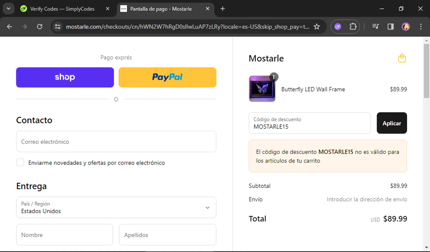 Mostarle discount code screenshot showing code MOSTARLE15 applied at Mostarle checkout page. Uploaded by SimplyCodes community member PMALONE on Sep 2, 2025