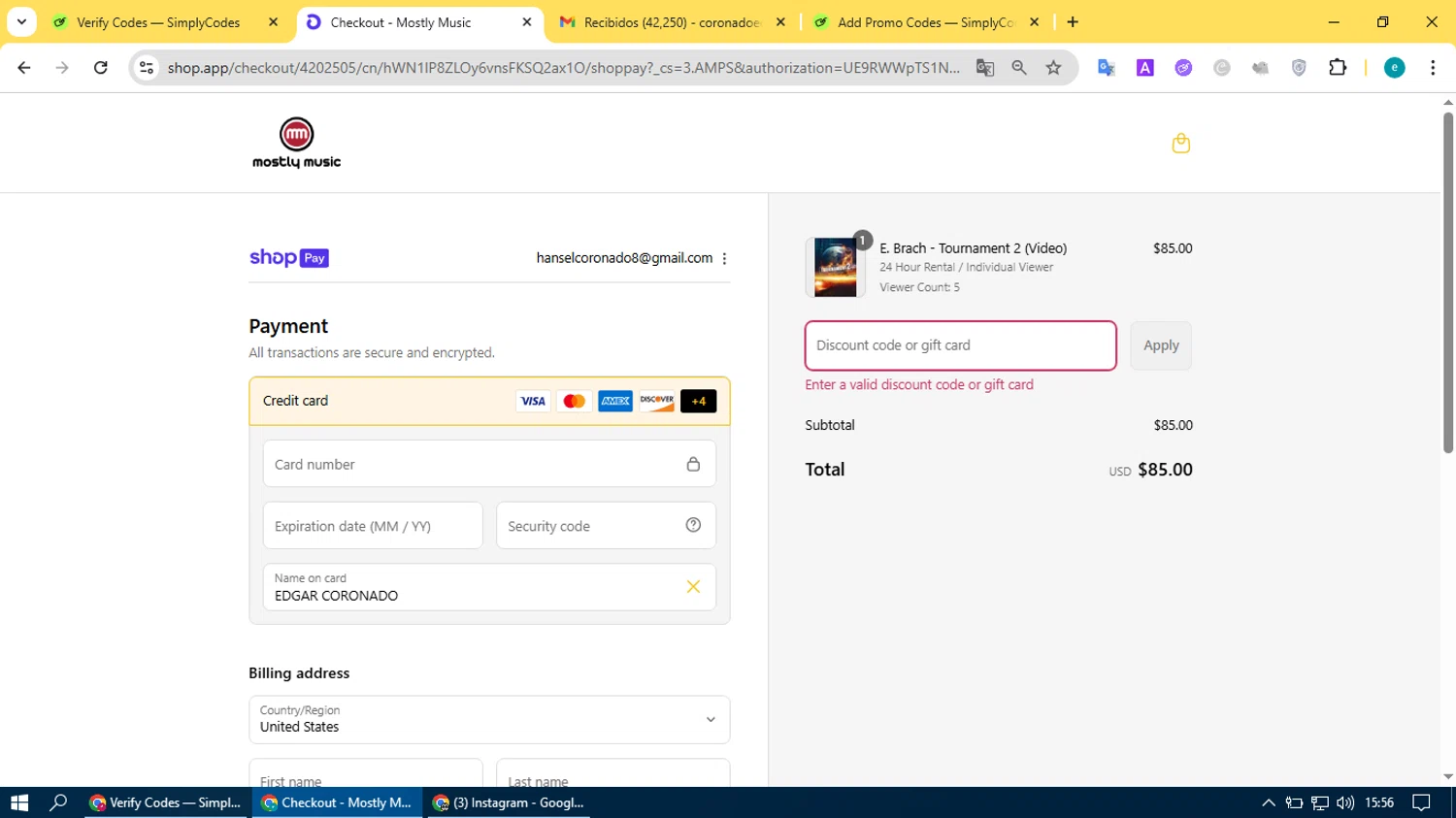 Mostly Music promo code screenshot showing code STANDINGWITHYOU applied at Mostly Music checkout page. Uploaded by SimplyCodes community member BonusVoyager4214 on Aug 13, 2025
