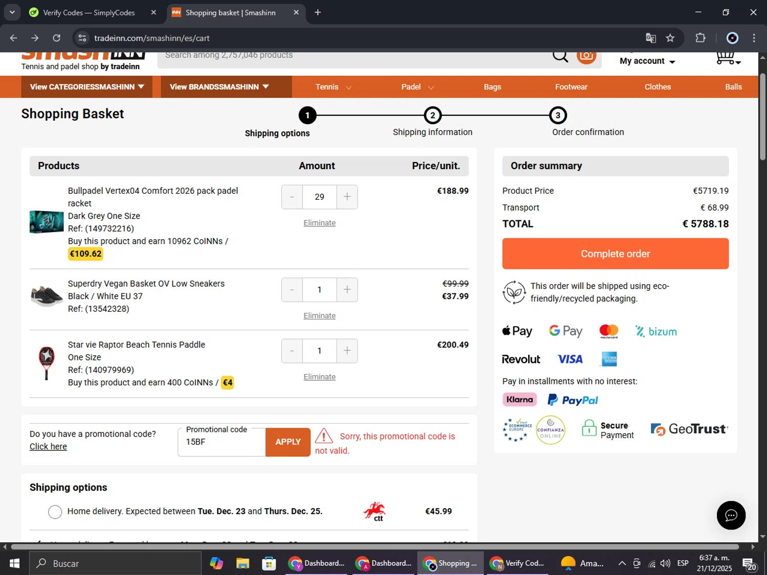 Motardinn promo code screenshot showing code 15BF applied at Motardinn checkout page. Uploaded by SimplyCodes community member RoyalBoss4384 on Dec 21, 2025