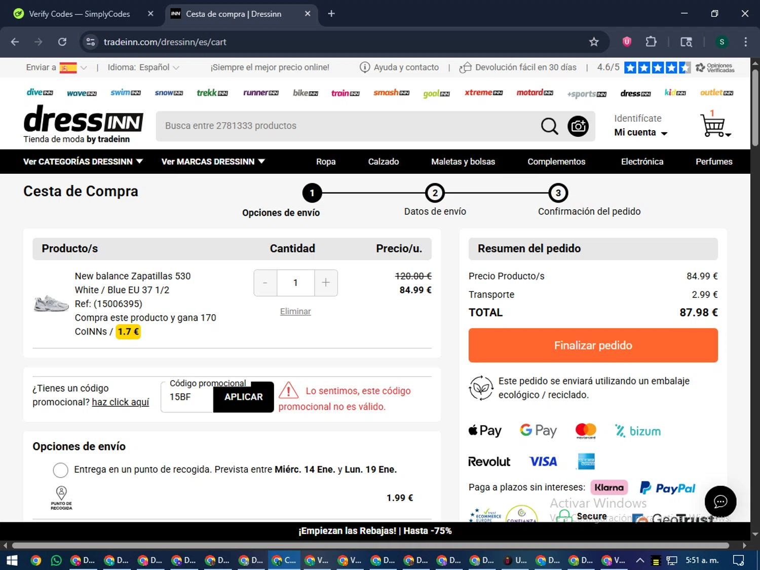 Motardinn promo code screenshot showing code 15BF applied at Motardinn checkout page. Uploaded by SimplyCodes community member lilMosey on Dec 29, 2025