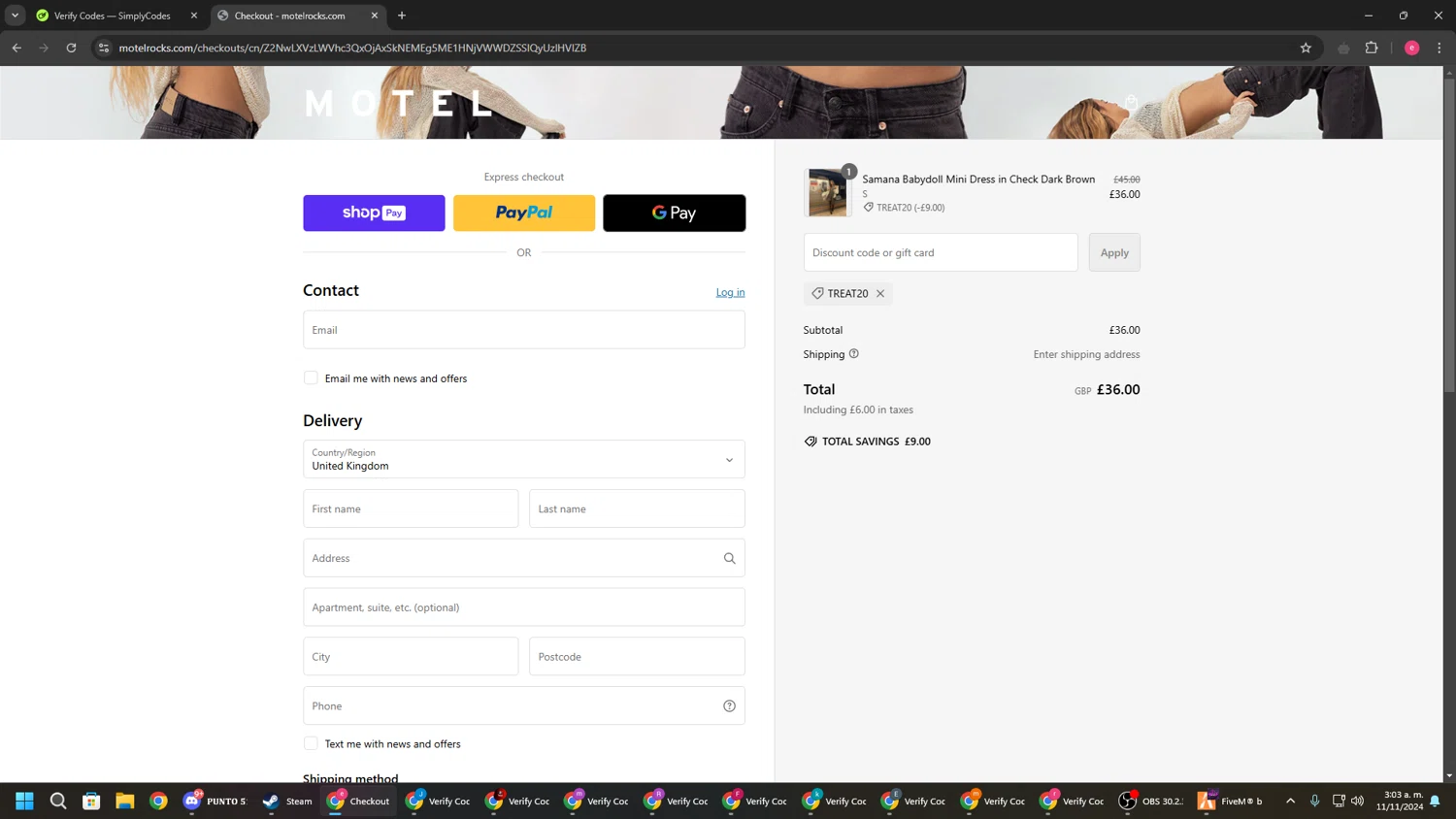 where to use Motel Rocks promo code box