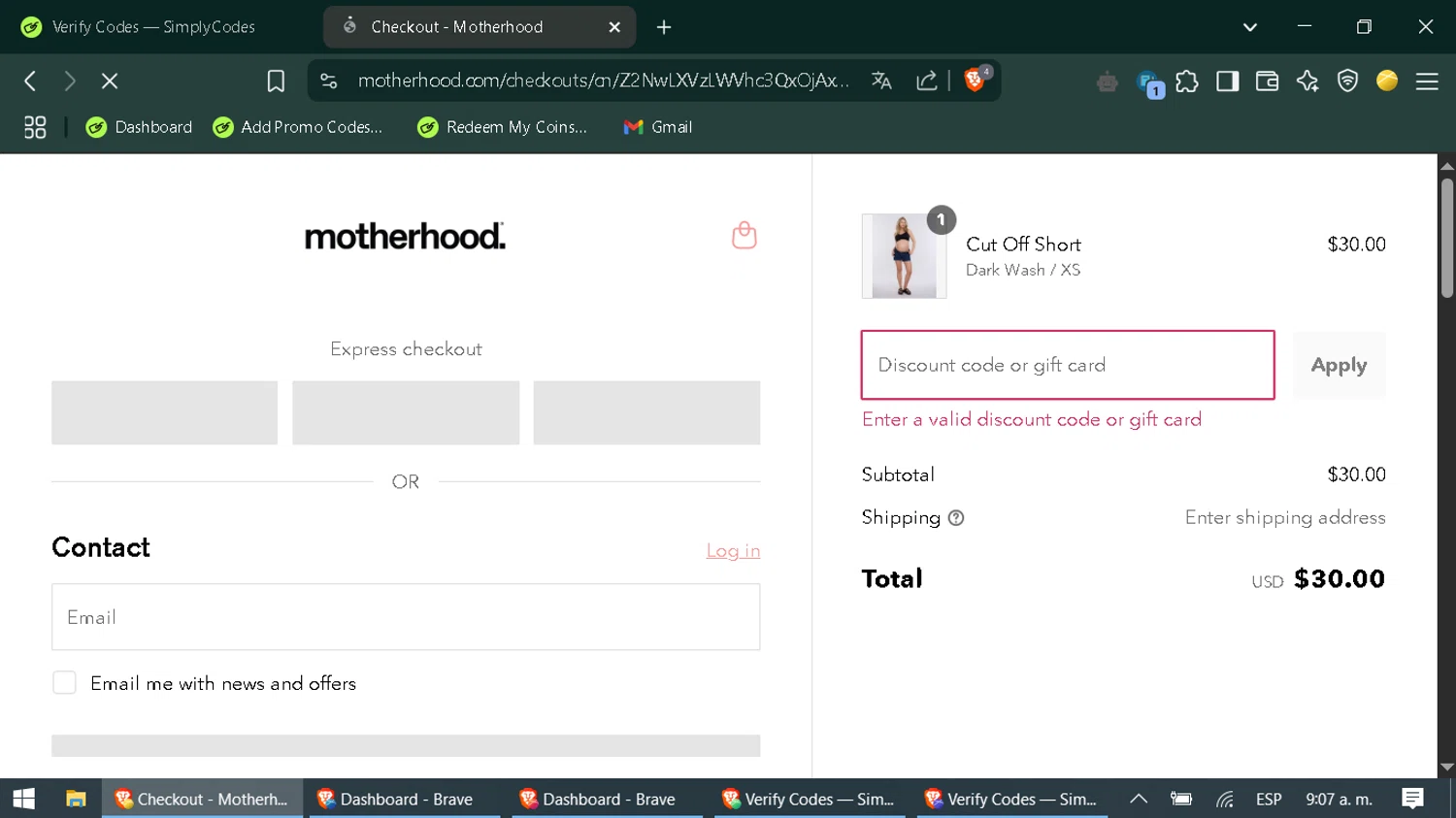 Motherhood promo code screenshot showing code HEYMAMA152JNG2XSB applied at Motherhood checkout page. Uploaded by SimplyCodes community member SaleOwl2150 on May 8, 2025